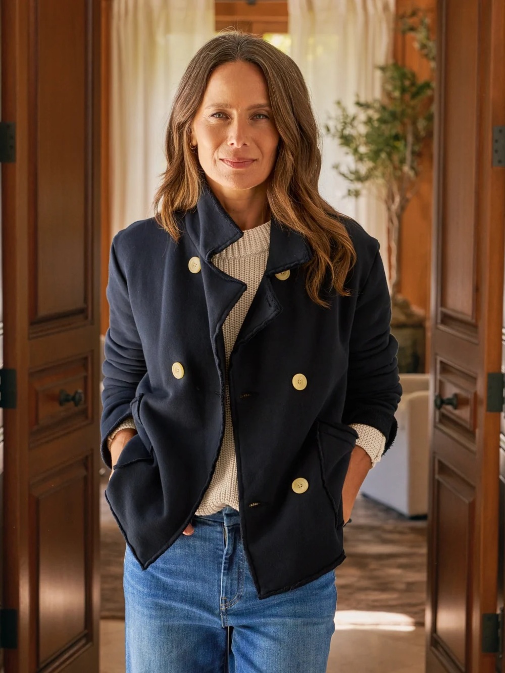 Frank & Eileen British royal navy mini Belfast cropped sweatshirt peacoat jacket